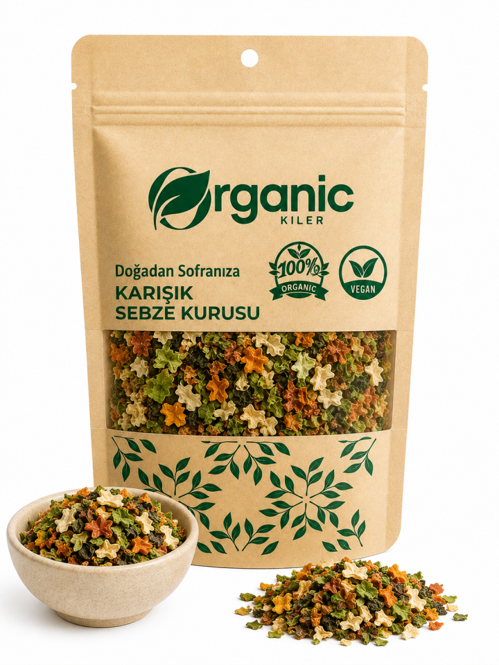 Karışık Sebze Kurusu - Turp, Ispanak, Pırasa, Domates ve Biber - %100 Doğal