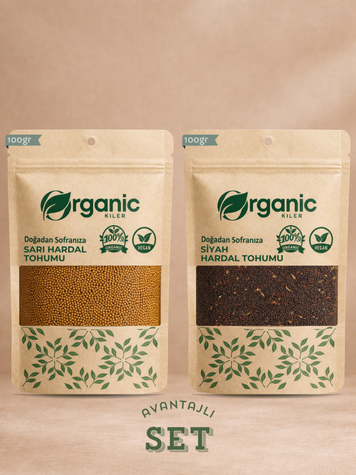Hardal Tohumu Seti - Siyah ve Sarı Hardal İkilisi - %100 Doğal Baharat Seti